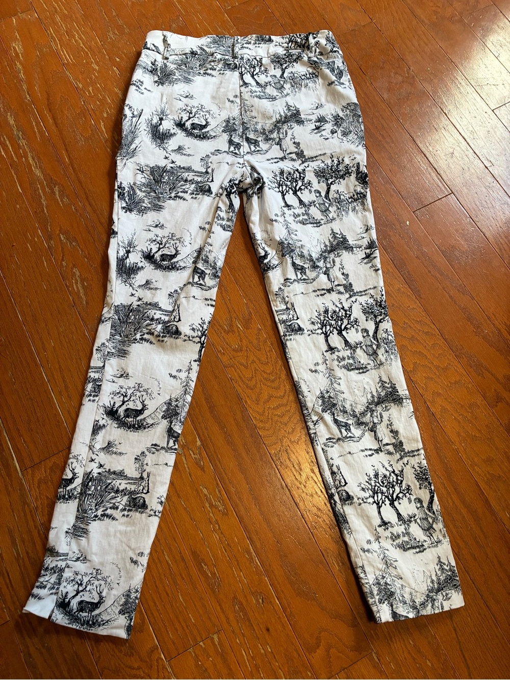 I Love Tyler Madison Toile Print Slim Ankle Pants Stretch Pull-On Black White - Picture 2 of 11